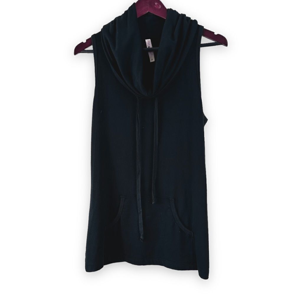 Pink Lotus sleeveless cowl neck black top size M
